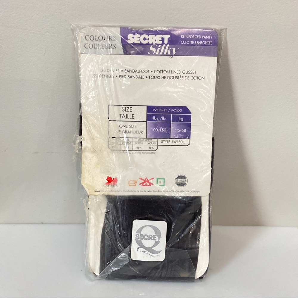 Secret Silky Reinforced Pantyhose Nightshade One Size New Old Stock. - Picture 3 of 3